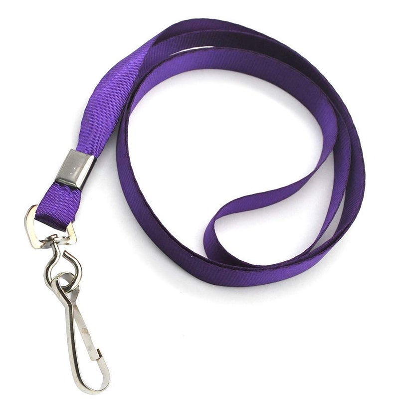 Beebel Purple Lanyards 100 Pcs Lanyard for Id Badges Flat Lanyard with Badge Clip with J-Hook (Purple) - Image 3